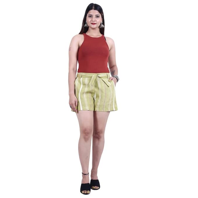 Women's Linen Cotton Printed Shorts