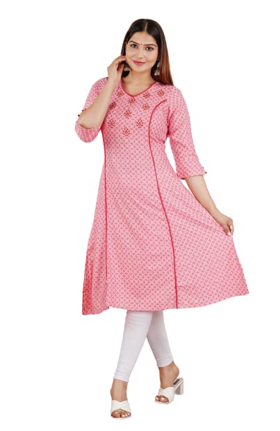 Capua  Women Rayon Floral Printed Embroidered Flared Kurta (MB-070)