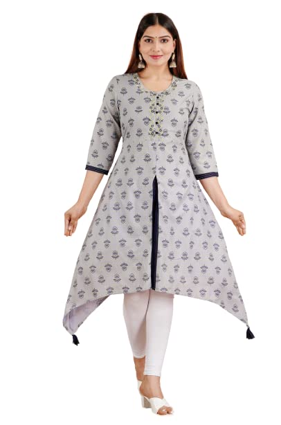 Capua  Women Rayon Floral Printed Embroidered Flared Kurta (MB-069)