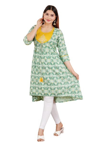 Capua  Women Rayon Floral Printed Embroidered Flared Kurta (MB-065)
