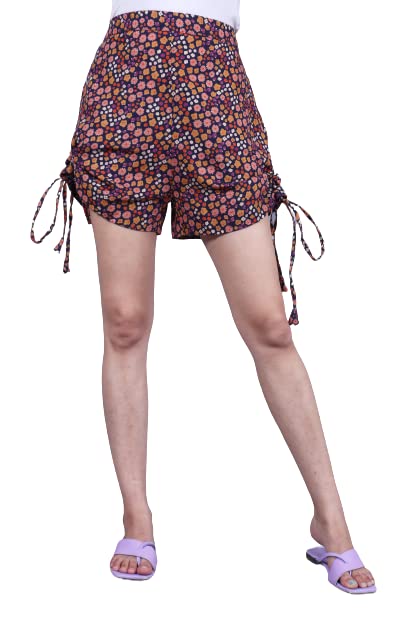 Women's Linen Cotton Floral Printed Shorts