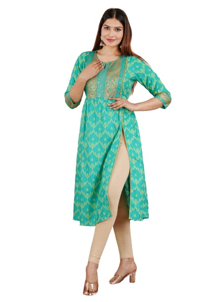 Capua  Women Rayon Floral Printed Embroidered Flared Kurta (MB-075)