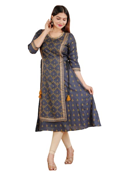 Capua  Women Rayon Floral Printed Embroidered Flared Kurta (MB-074)