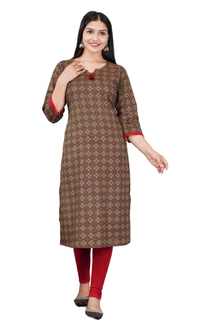 Capua  Women's Rayon Casual Straight Prented Multicolor Kurta