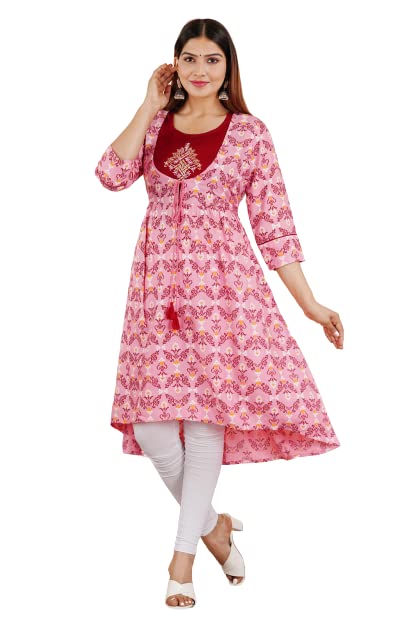 Capua  Women Rayon Floral Printed Embroidered Flared Kurta (MB-064)