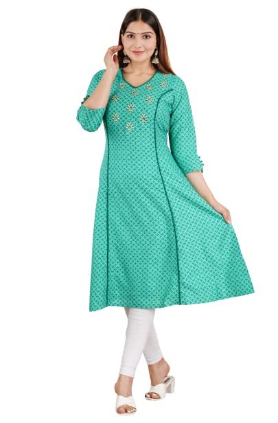 Capua  Women Rayon Floral Printed Embroidered Flared Kurta (MB-071)