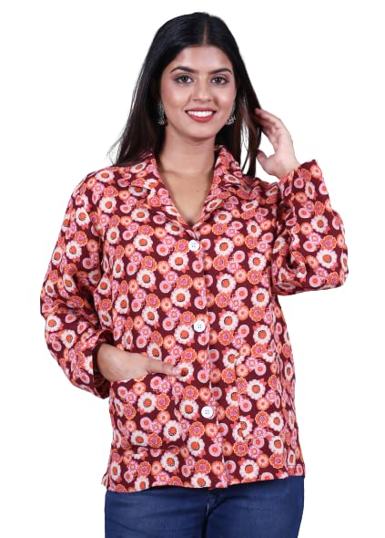 Women's/Girl's Floral Printed Summer coat for Sun Protection and Dust Pollution 100% Linen Cotton Coat