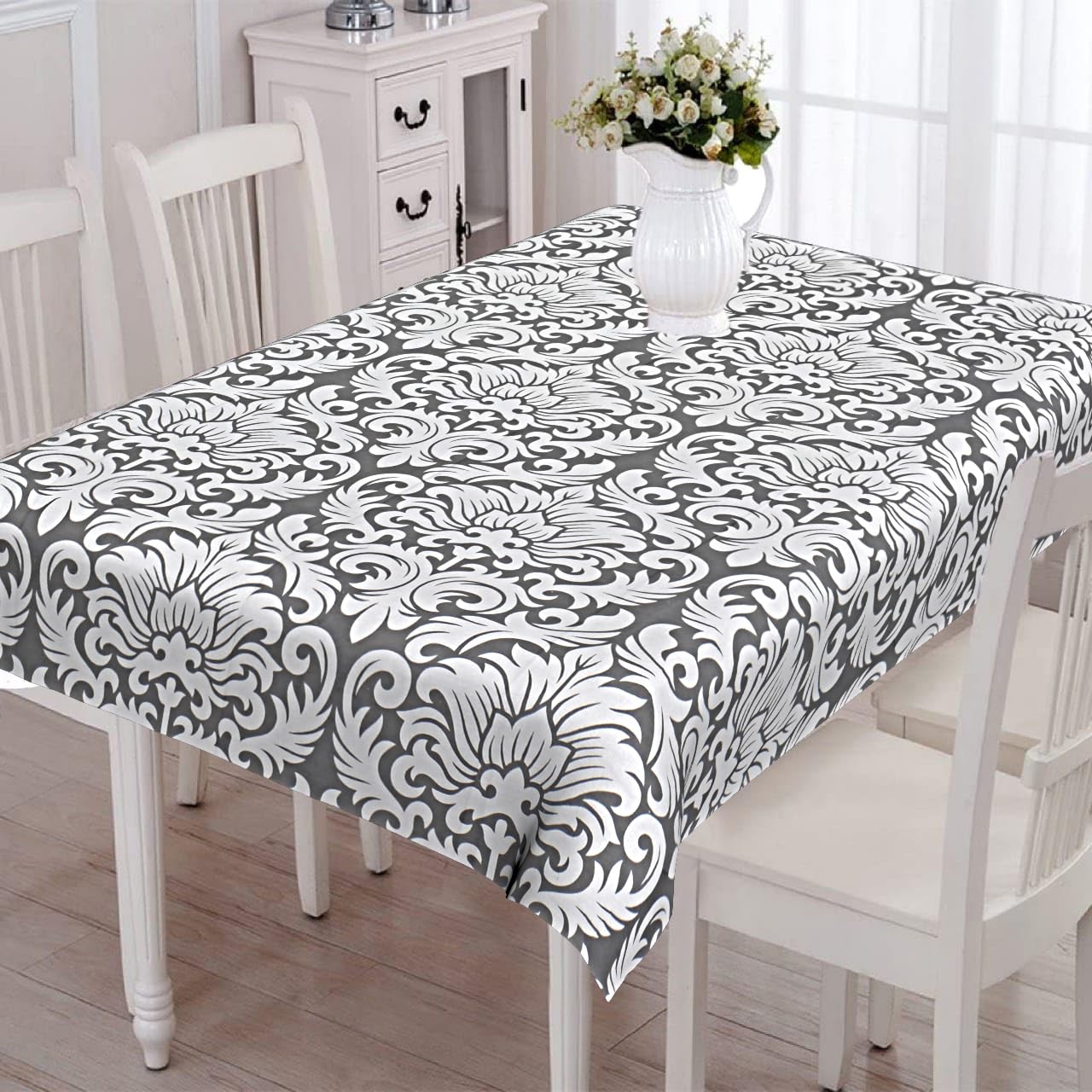 CAPUA Pure Cotton Printed Table Cove (Grey)