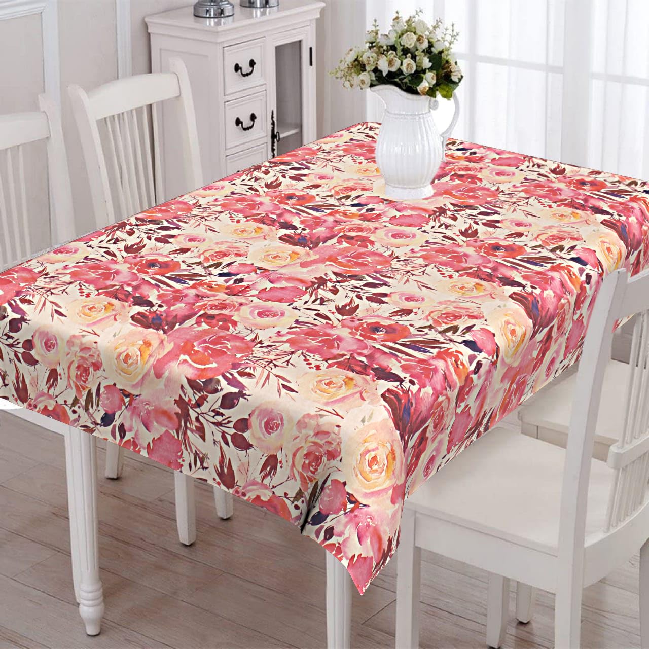 CAPUA Pure Cotton Printed Table Cover (Peach)