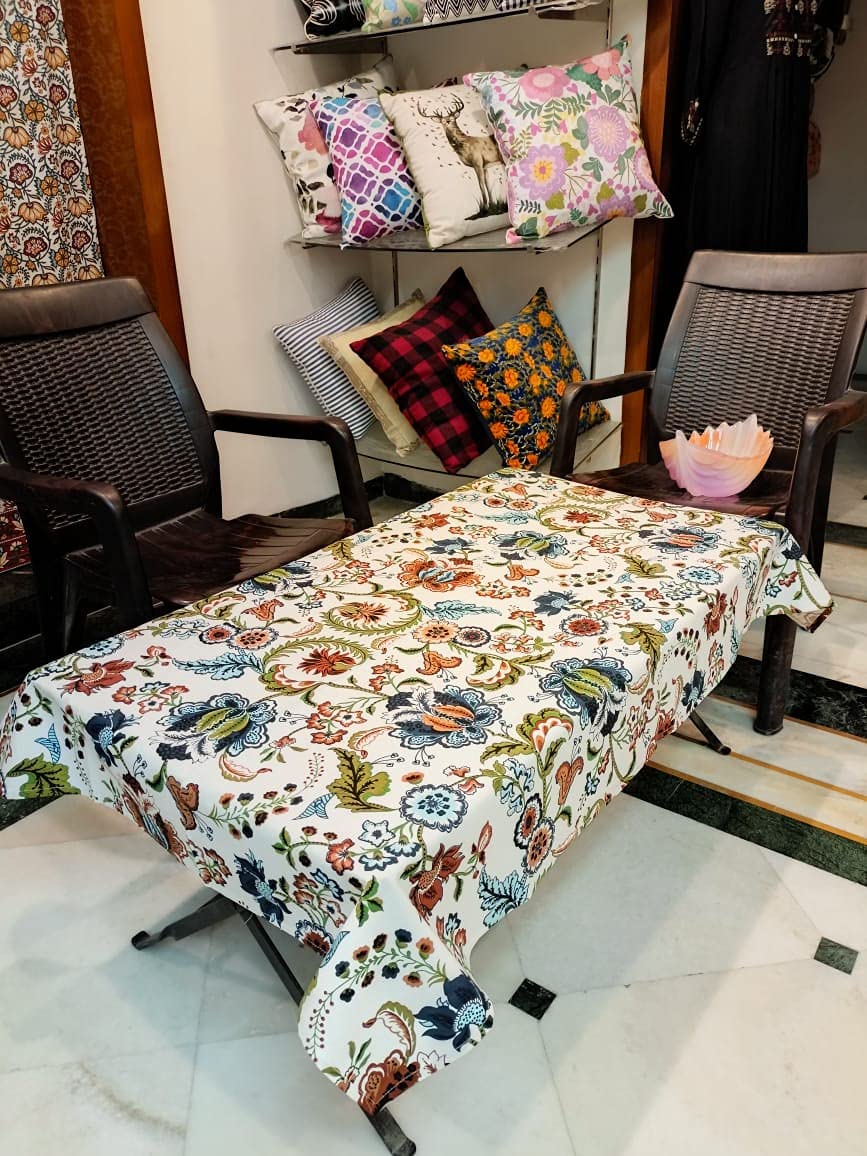 Cotton Floral Print Tea/Coffee Table Cover Digital Dining Table Cover Multi Color