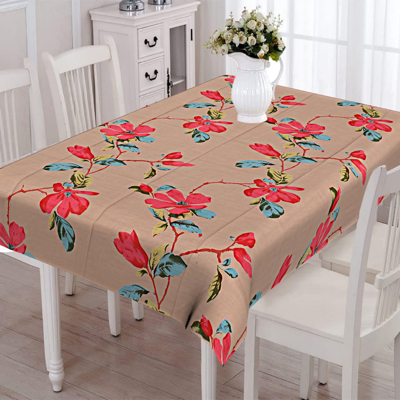 CAPUA Pure Cotton Printed Table Cover. (Beige)