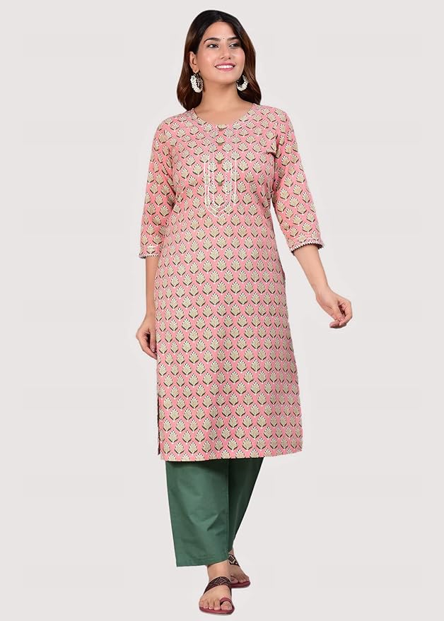 Capua  Women's Floral Printed Cotton Kurta Pant And Dupatta Set