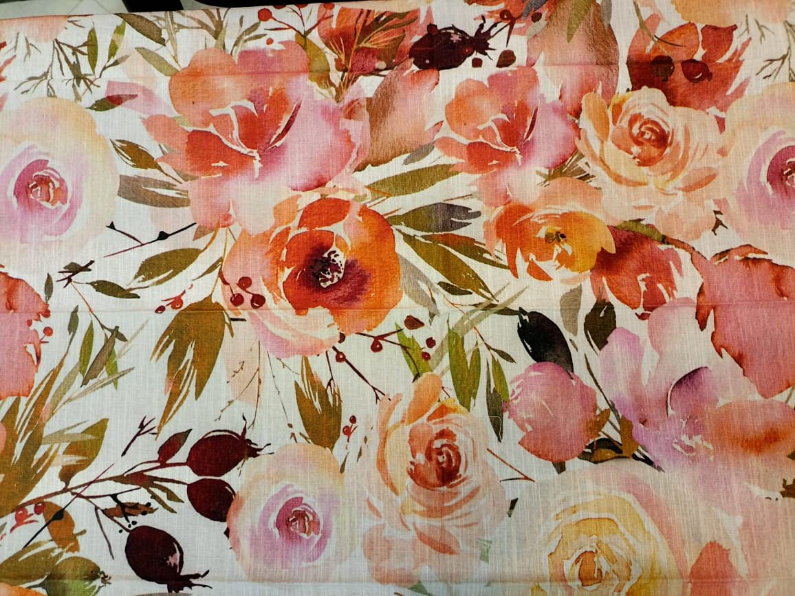 Capua Cotton Floral Digital Print Rectangular Table Cover (Multicolour, Pack of 1)