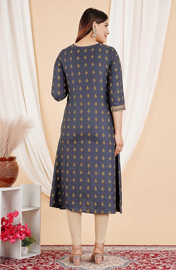 Capua  Women Rayon Floral Printed Embroidered Flared Kurta (MB-074)