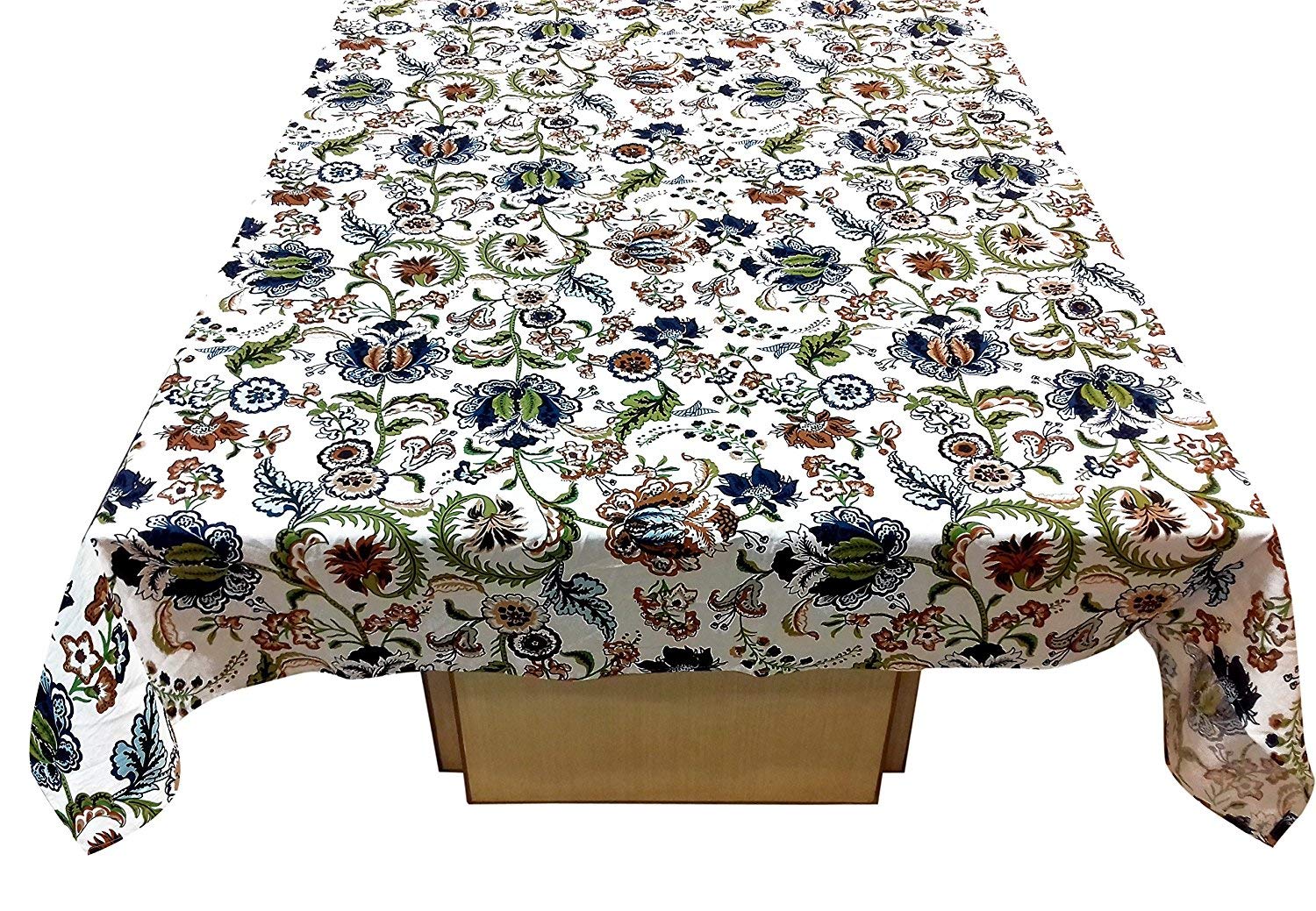 Capua 100% Cotton 6 Seater Dining Table Cover/Tablecloth Multi Flower (65 X 90 Inch)