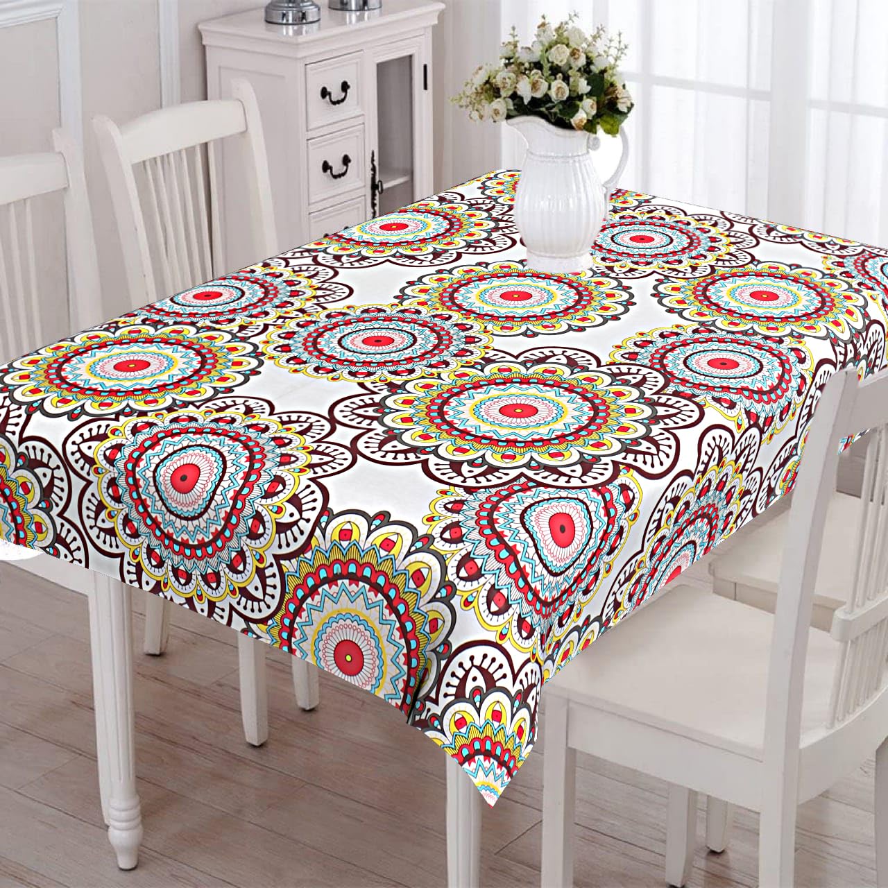 CAPUA Pure Cotton Printed Table Cover. (Multi Yellow)