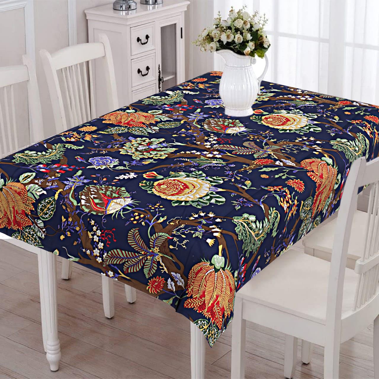CAPUA Pure Cotton Printed Table Cover (Dark Blue)