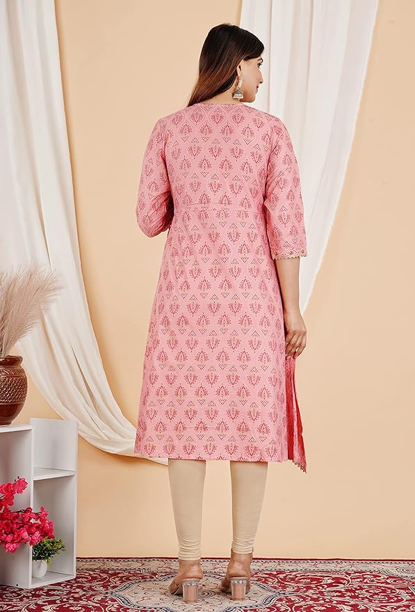 Capua  Women Rayon Floral Printed Embroidered Flared Kurta (MB-073)
