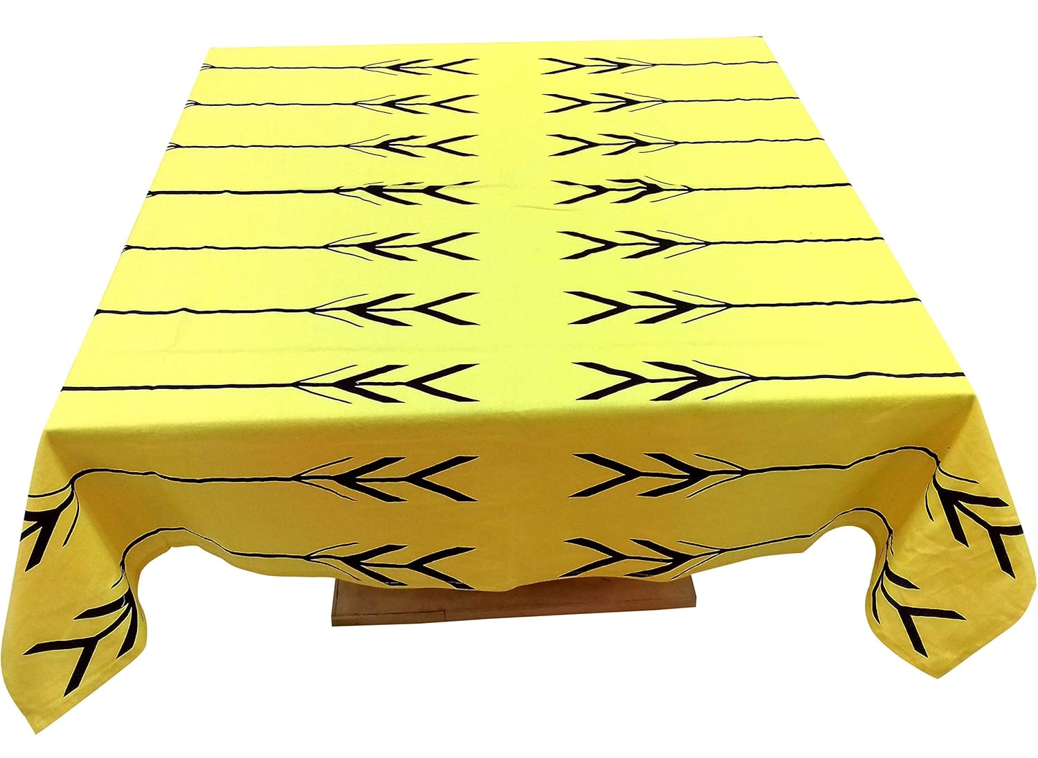 Capua 4 Seater Cotton Arrow Printed Square Dining Table Cloth Cover (Yellow, 56 X 56 Inch)