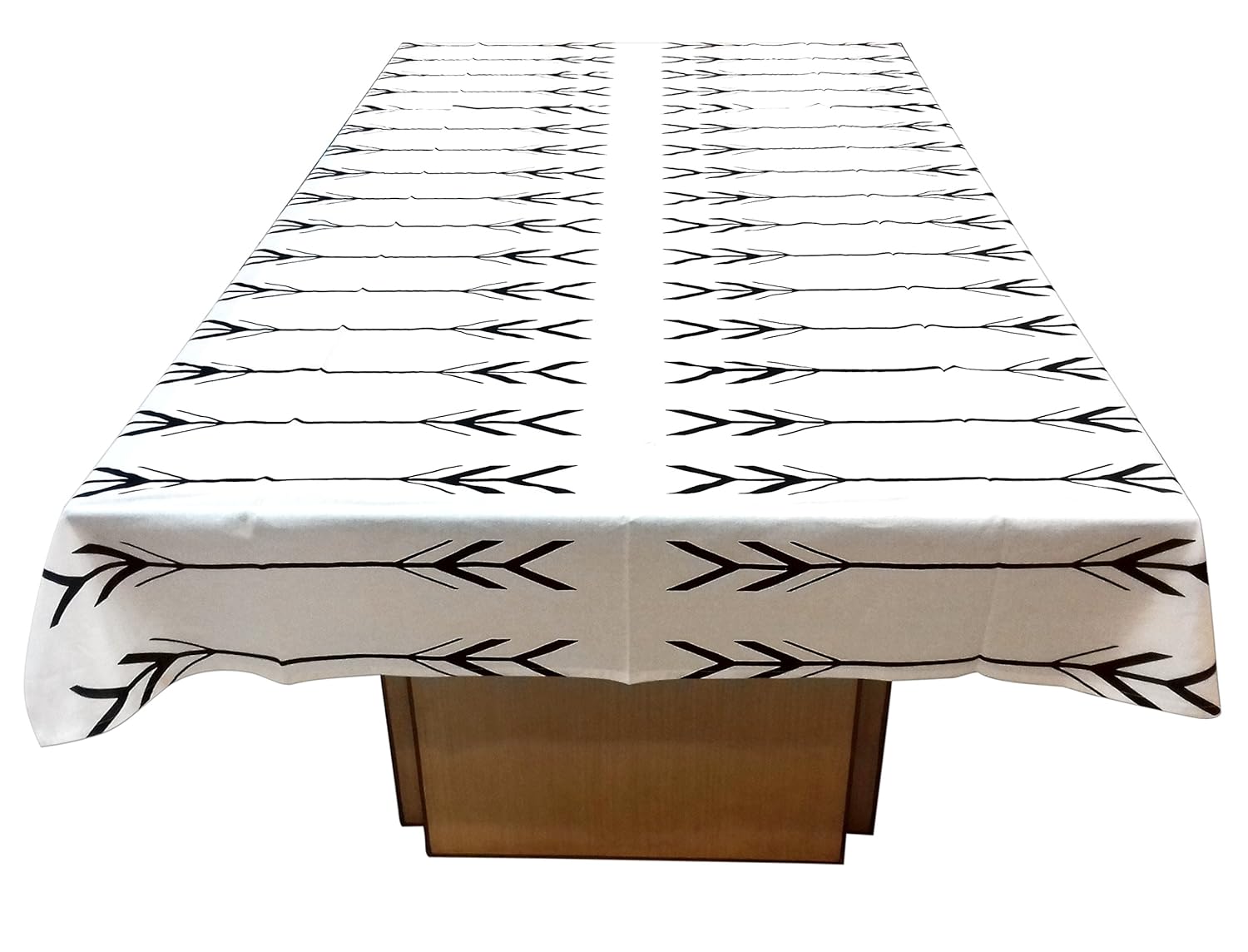 Capua 6 Seater Square Cotton Arrow Printed Dining Table Cloth (White Black Arrow, 60 X 90 Inch, Pack of 1)