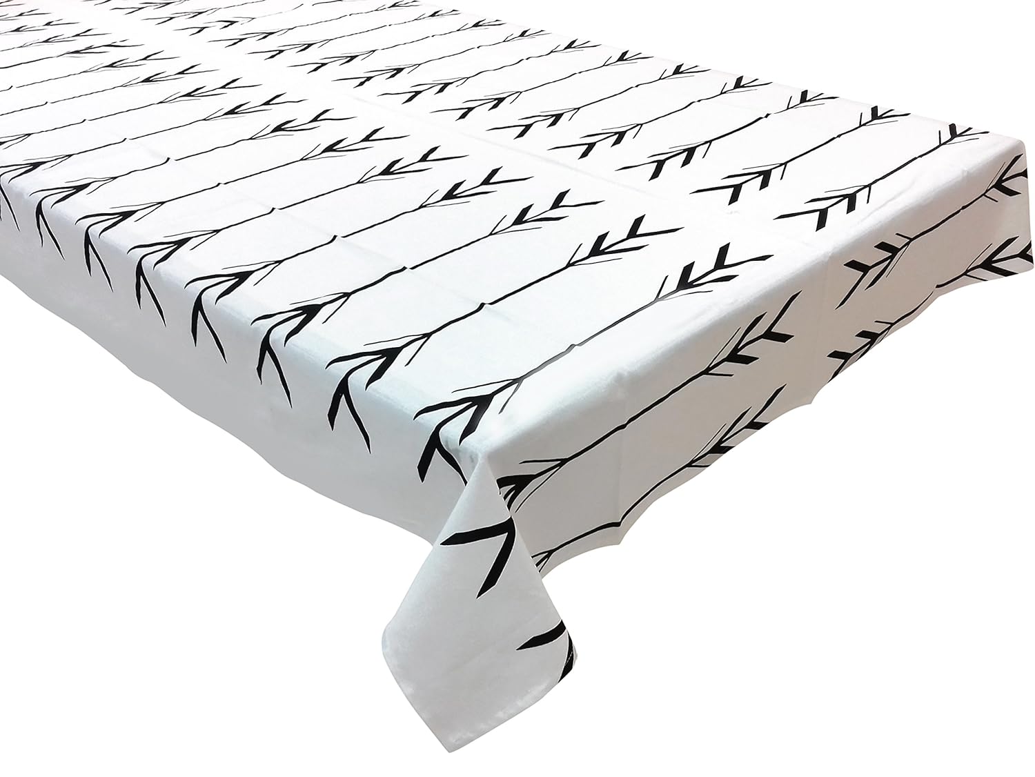 Capua 6 Seater Square Cotton Arrow Printed Dining Table Cloth (White Black Arrow, 60 X 90 Inch, Pack of 1)