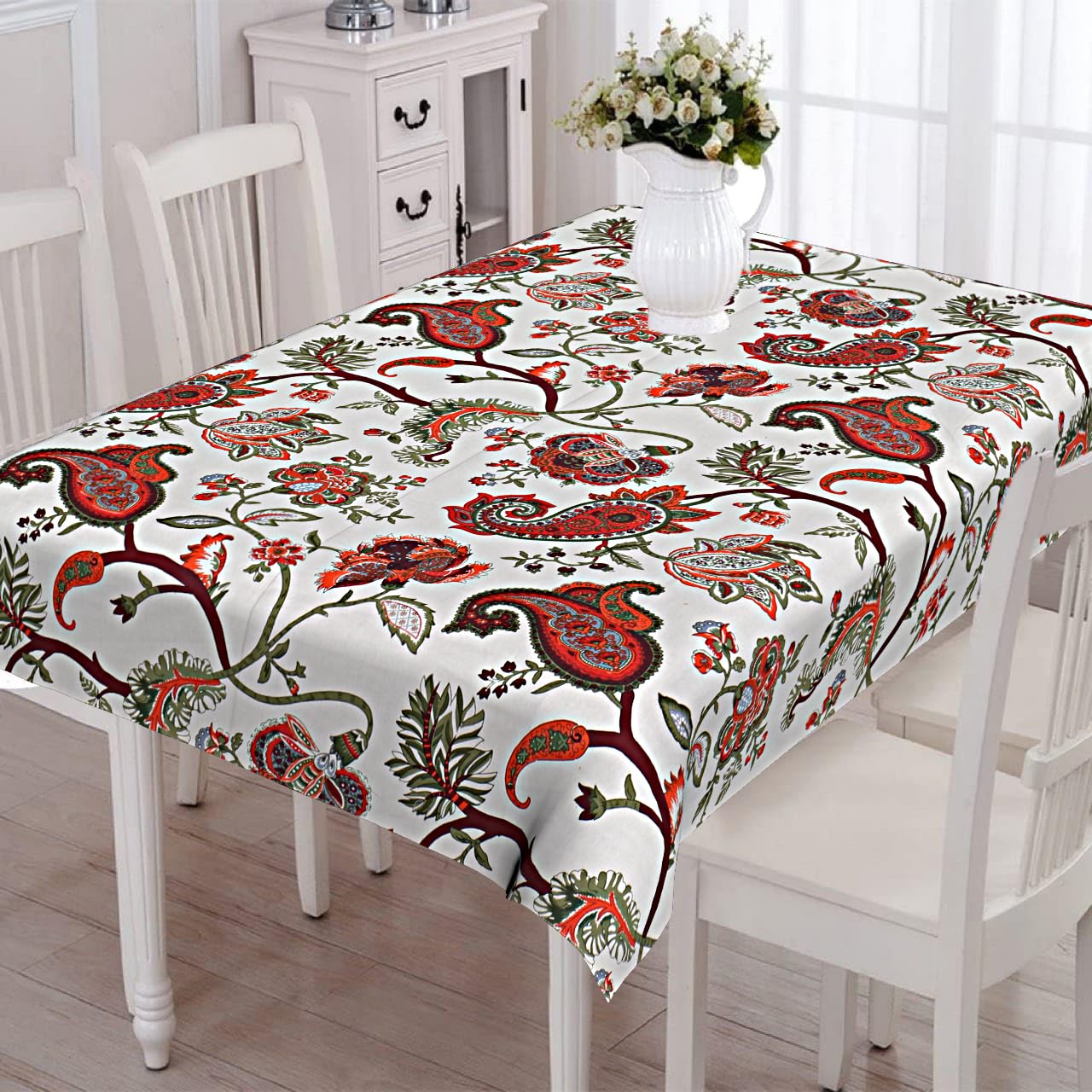 CAPUA Pure Cotton Printed Table Cover (Red)