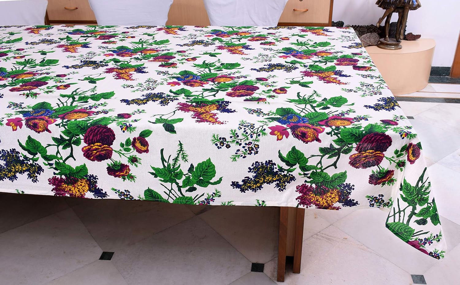 100% Cotton Table Covers for Dining Table 6 Seater (Multi Floral Print)