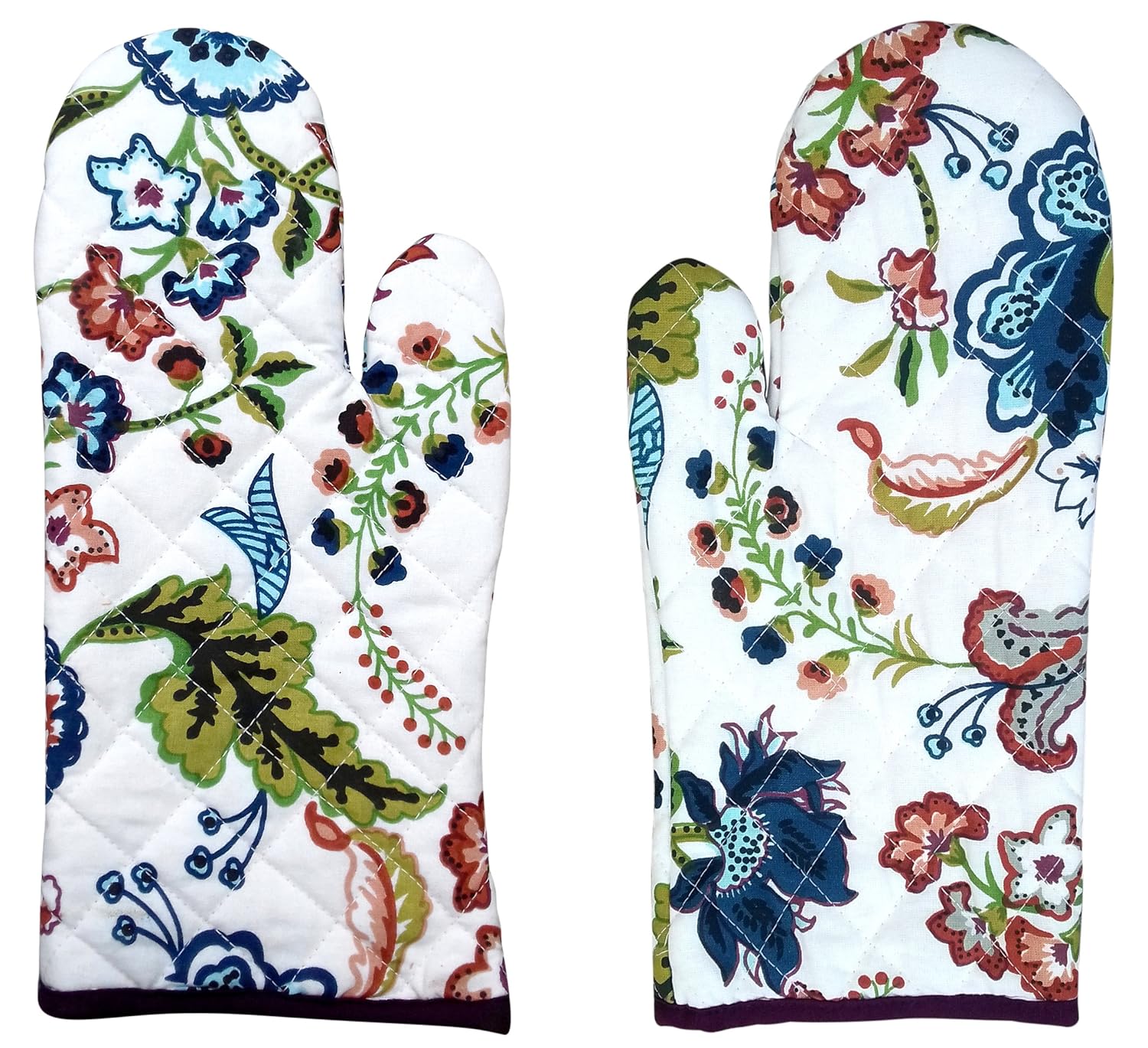 Cotton Heat Proof Microwave Oven Mitt + Pot Holder Set