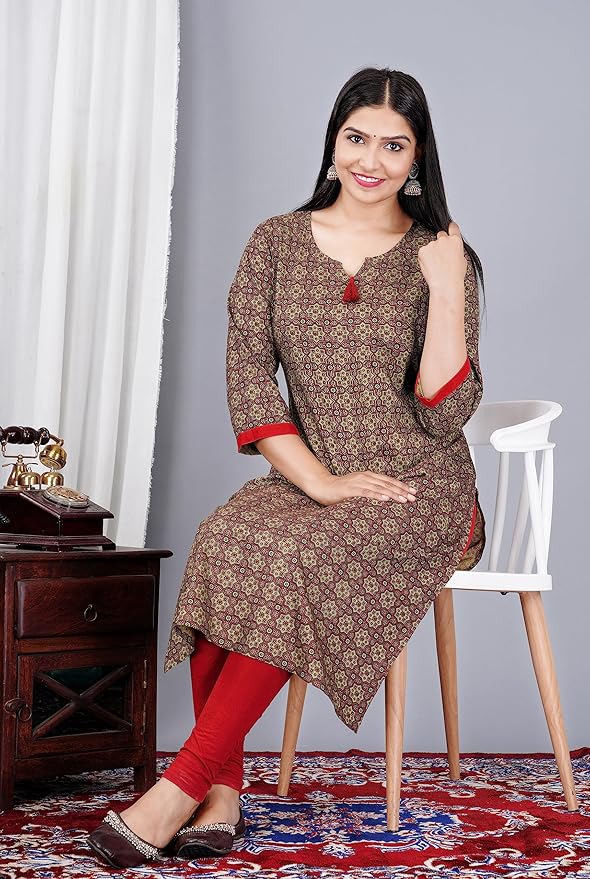 Capua  Women's Rayon Casual Straight Prented Multicolor Kurta