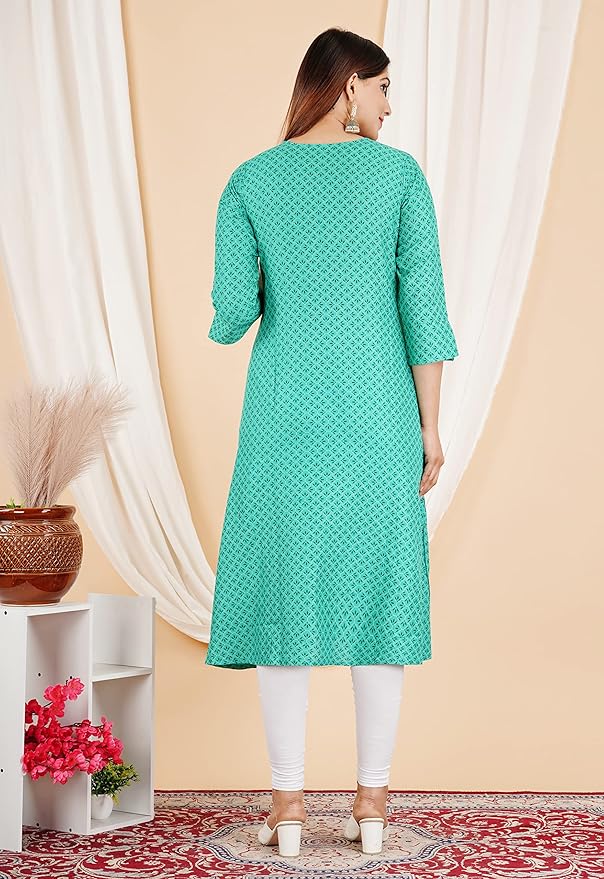 Capua  Women Rayon Floral Printed Embroidered Flared Kurta (MB-071)