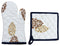 Cotton Heat Proof Microwave Oven Gloves & Heating Pad Combo (Multi-30)
