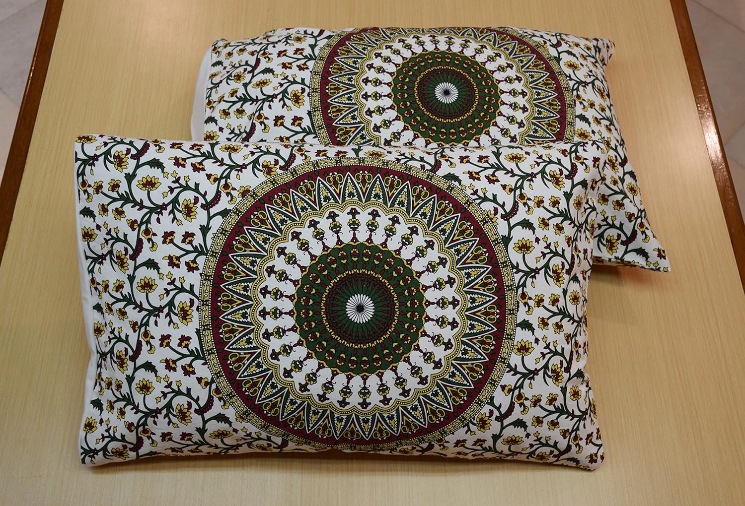 Capua  Cotton King Size Pillow Covers Yellow (18X28 Inch Pillow Cover, 2Pcs)