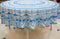 6 Seater Table Cover 100% Cotton Round Tablecloth with POM-POM Lace Border for Dinning Table (Sky Blue with Multi POM-POM)