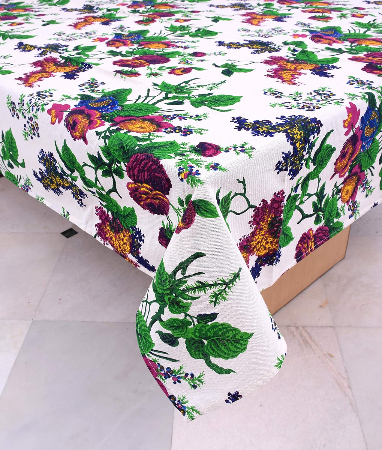 100% Cotton Table Covers for Dining Table 6 Seater (Multi Floral Print)