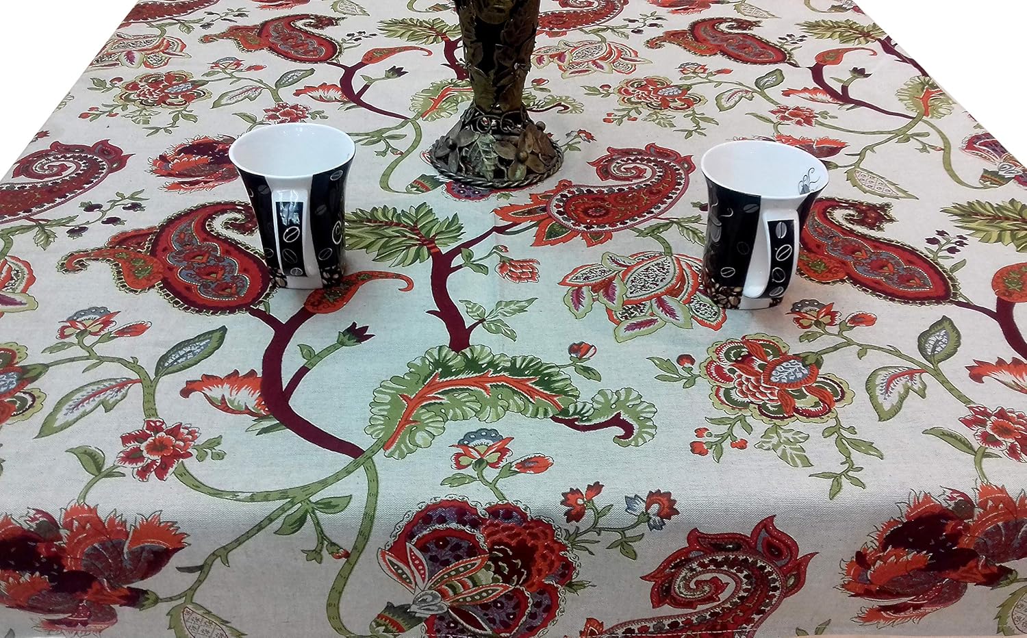 Capua Cotton Chambray Fabric Round Dining Table Cover, 4-6 Seater Round Tablecloth Multicolor