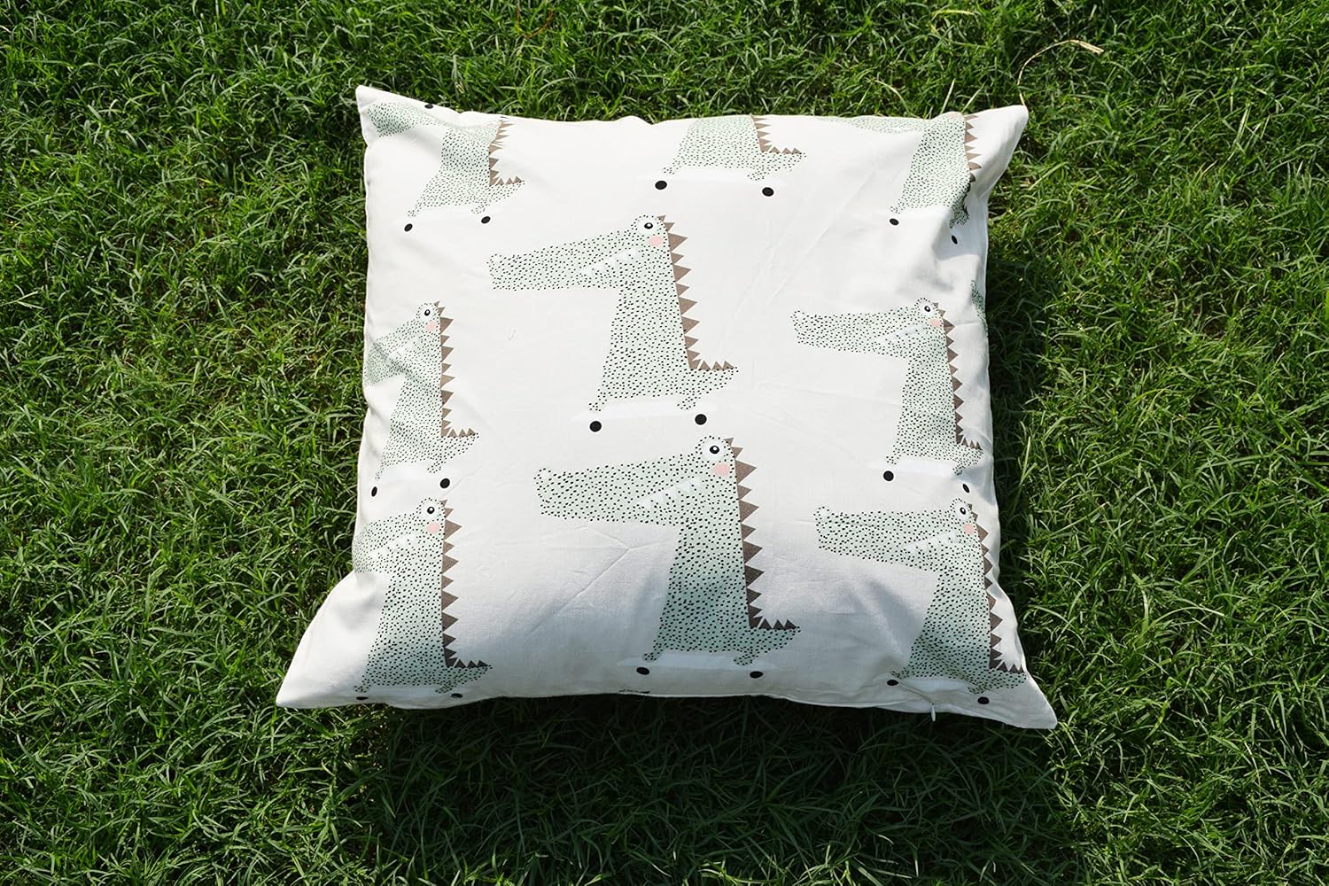 Cotton Printed 20X20 Inch Pillow Cover Set of 4 Pcs(Light Green)