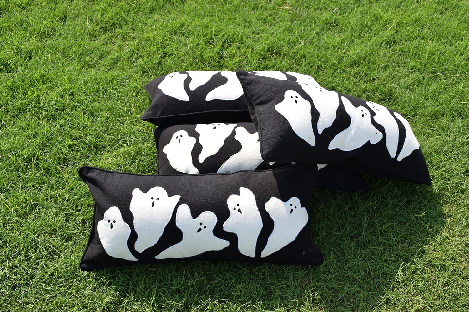 Cotton Solid 12X26 Inch Pillow Cover Set of 4Pcs (Black)