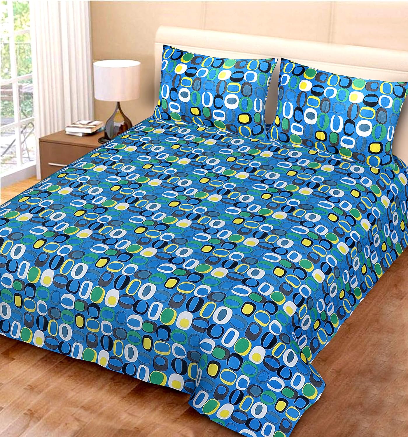 100% Cotton Double Bedsheet Combo Pack with 2 Bedsheet and 4 Pillow Covers, Multicolor