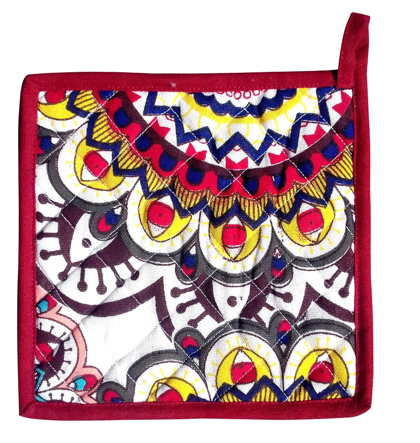 Set of 4 Kitchen Pot Holder 100% Cotton Padded (20 X 20 cm.)