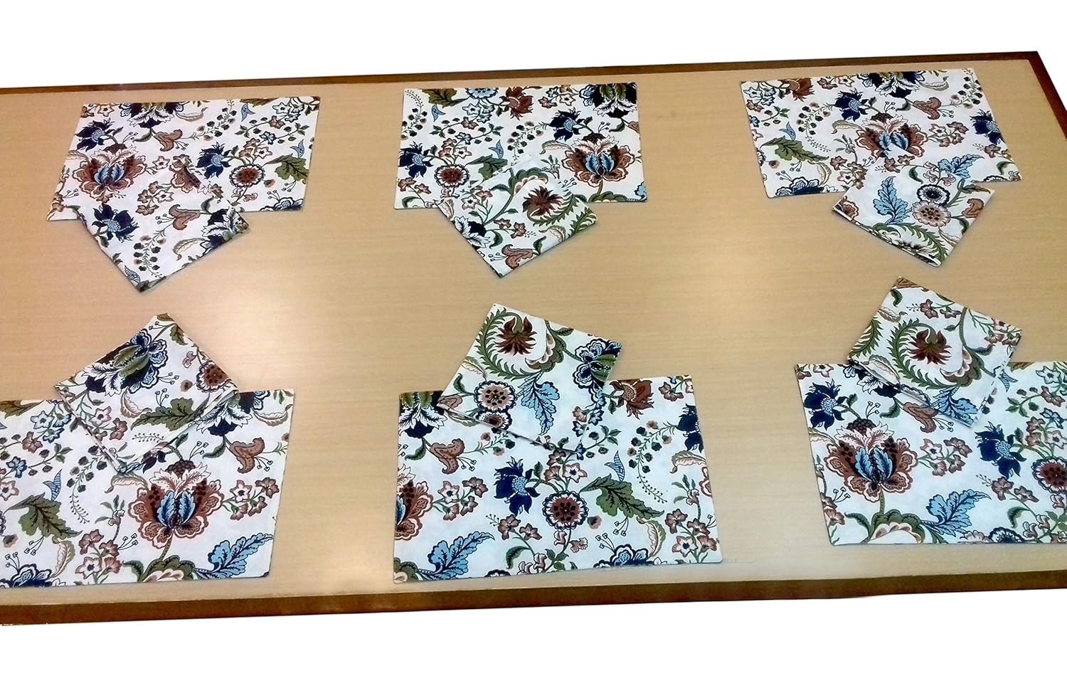 Miyanbaz Textiles Table mat with Napkins Set- Table line Set - 6 Mat, 6 Napkins- Set of 12