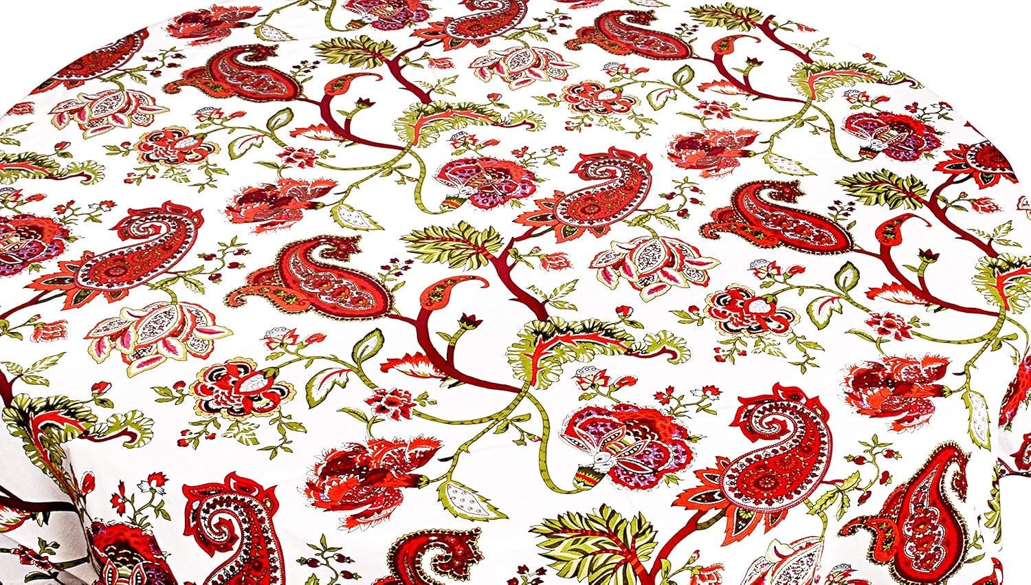 Cotton Floral Printed Dining Table Cover (65 Inch Round)