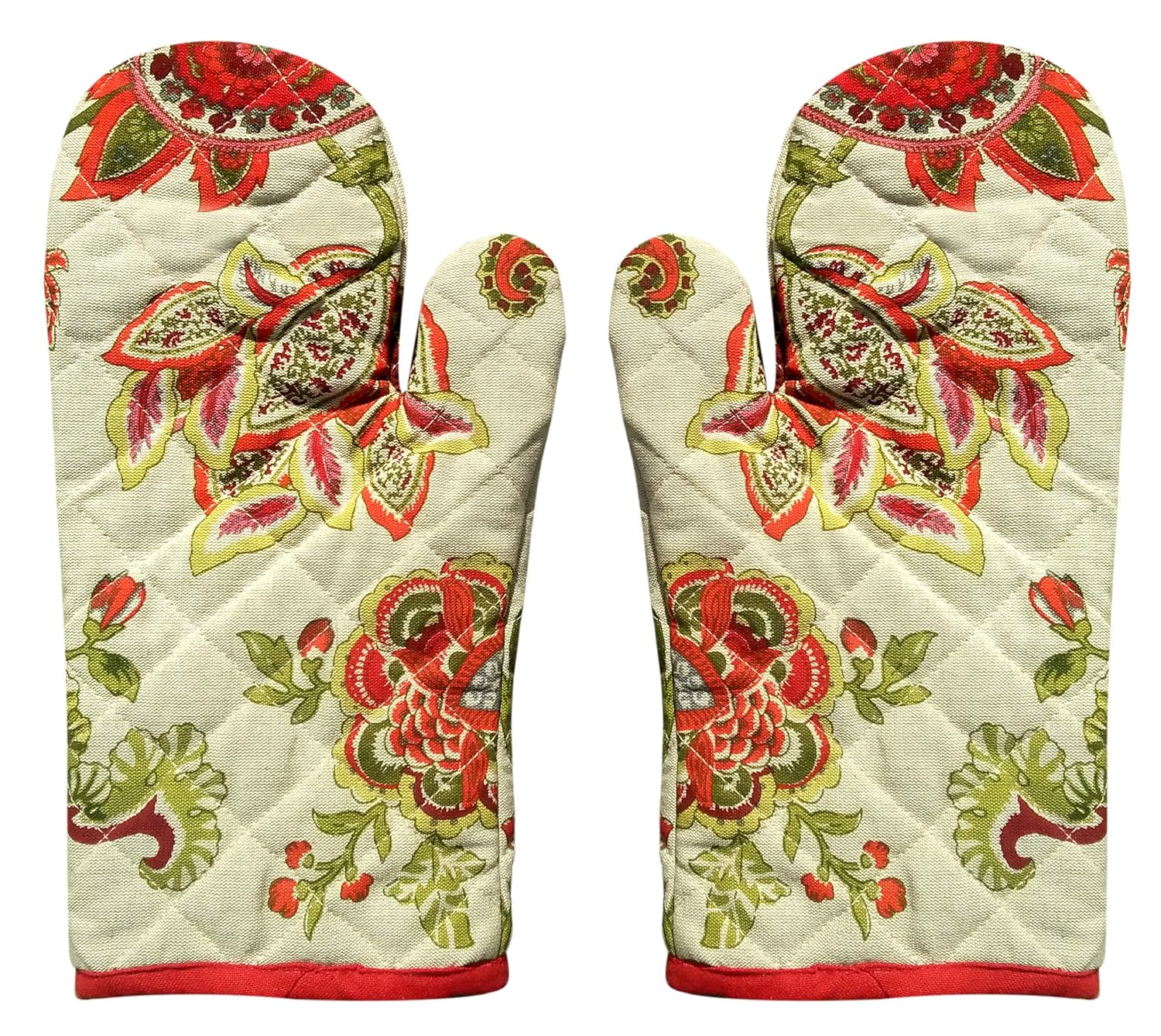 100% Cotton Padded Oven Gloves (Pack of 2)