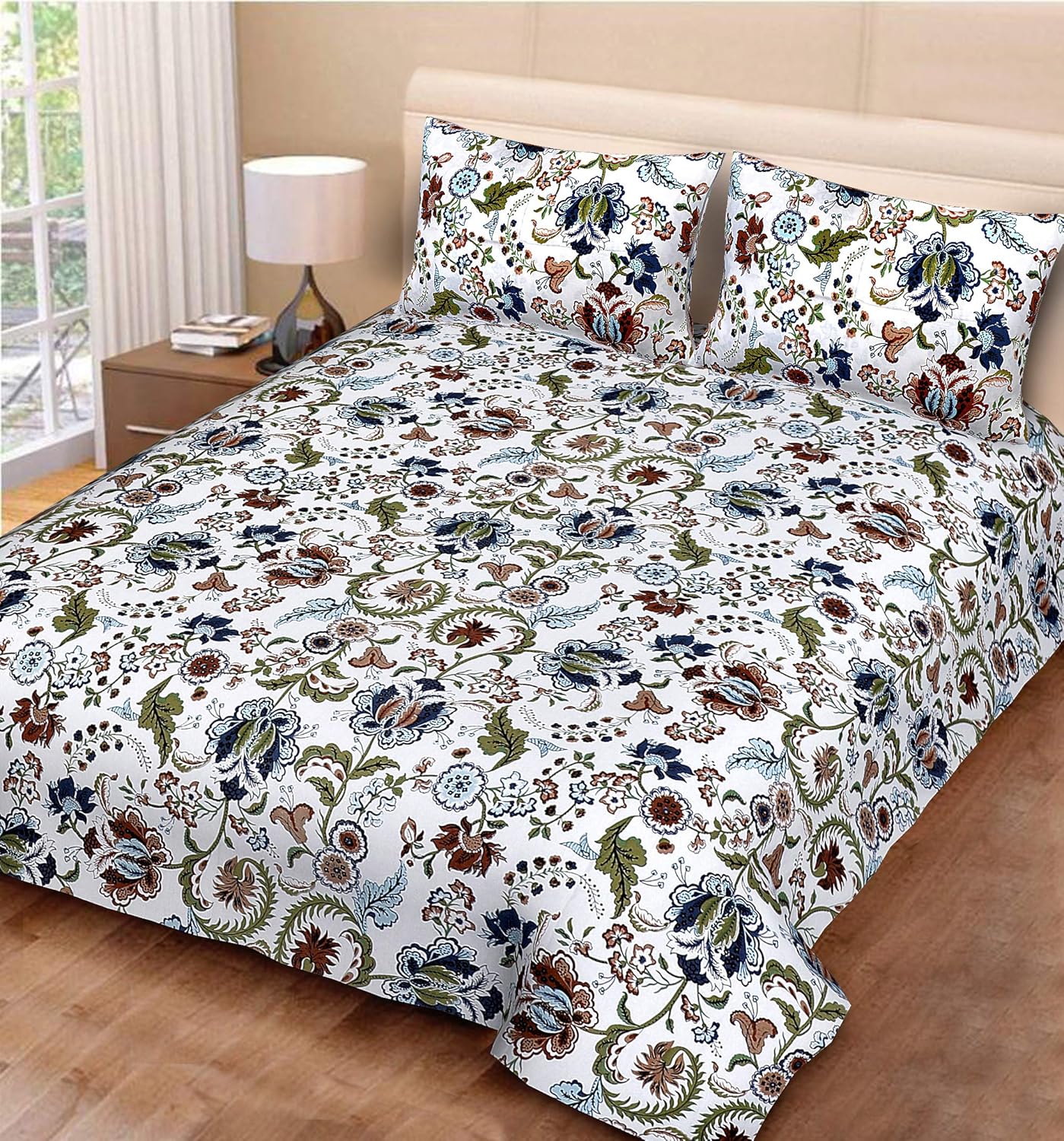 Capua 100% Cotton Double Bedsheet Combo Pack with 2 Bedsheet and 4 Pillow Covers, Multicolor