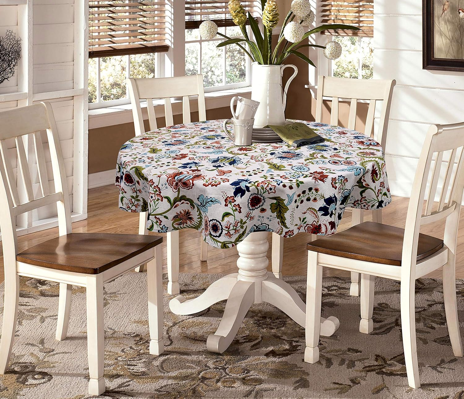Designer Multicolor Floral 6 Seater Dining Table Cover Floral Print