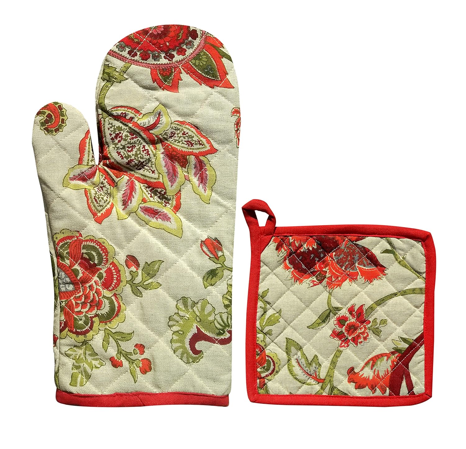100% Cotton Padded Oven Gloves &Pot Holder