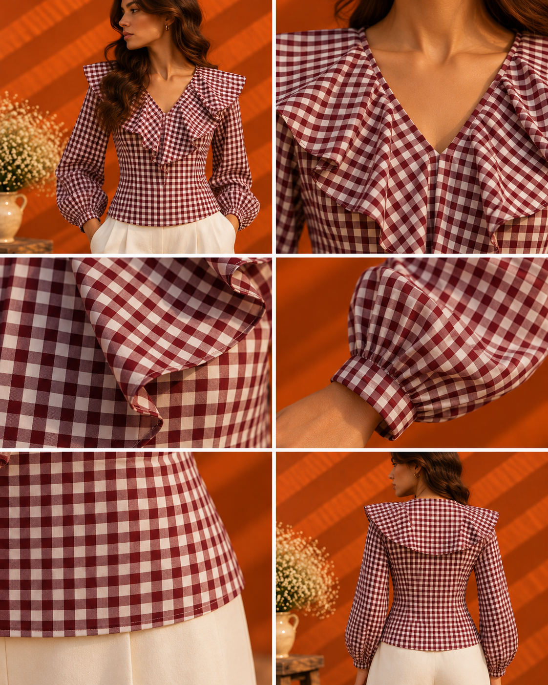 Gingham Ruffle Blouse