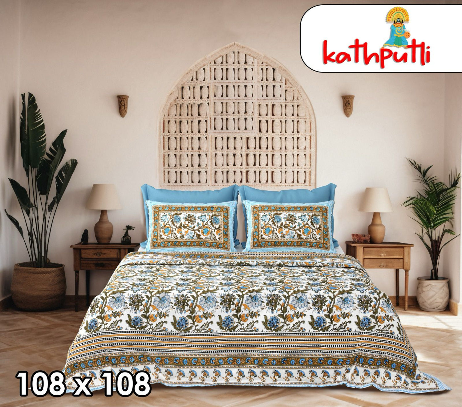 100% Cotton Double Bedsheet Combo Pack with Bedsheet and 2 Pillow Covers