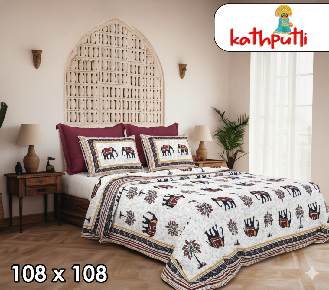 100% Cotton Double Bedsheet Combo Pack with Bedsheet and 2 Pillow Covers