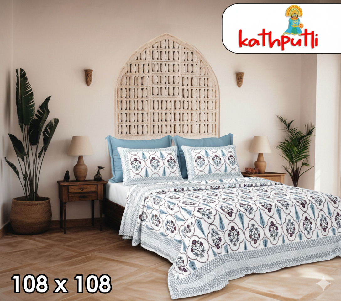 100% Cotton Double Bedsheet Combo Pack with Bedsheet and 2 Pillow Covers