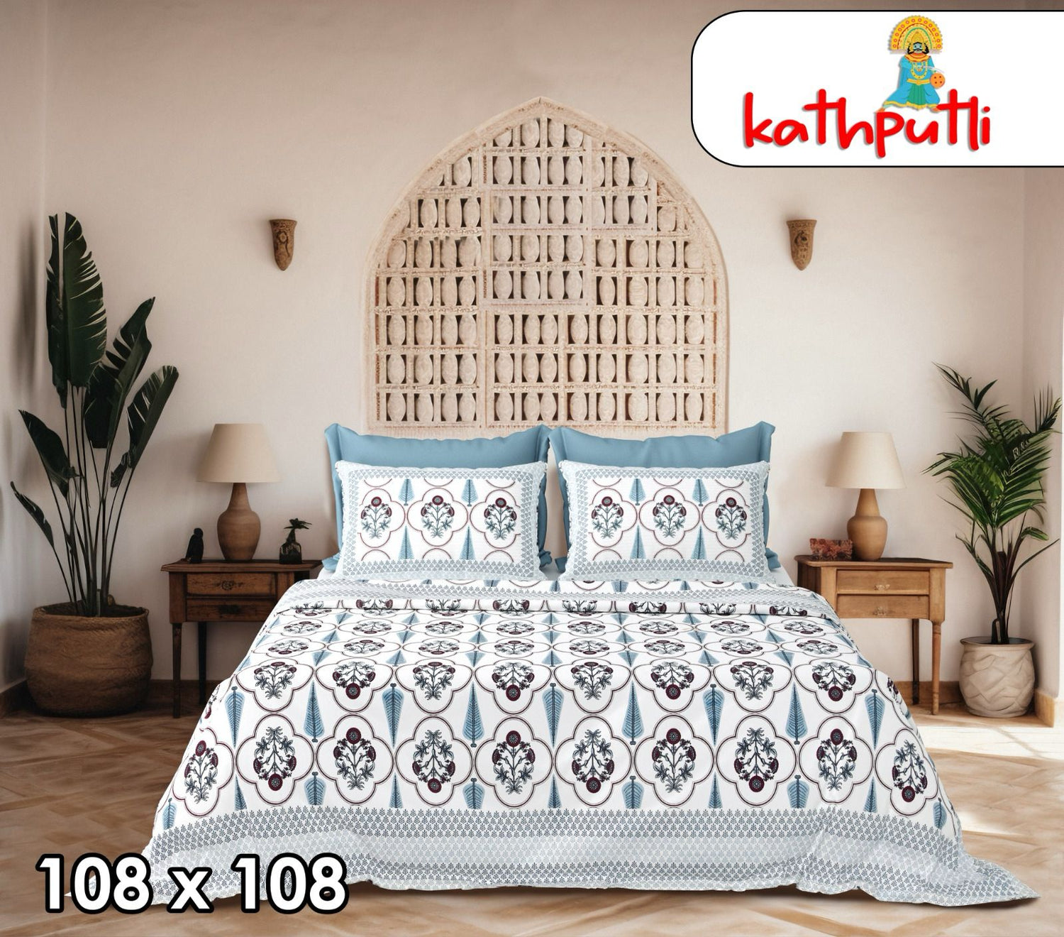 100% Cotton Double Bedsheet Combo Pack with Bedsheet and 2 Pillow Covers